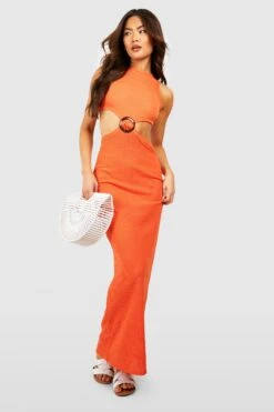 Robe Longue Découpée à Anneau