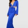 Robe Longue Découpée à Manches évasées Et Anneau -BOOHO Kleidung Magasin gzz58012 cobalt xl