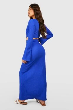 Robe Longue Découpée à Manches évasées Et Anneau -BOOHO Kleidung Magasin gzz58012 cobalt xl 1