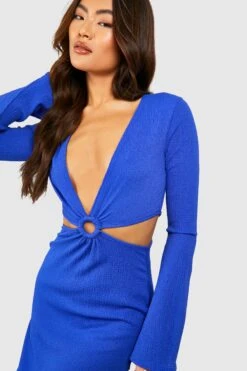 Robe Longue Découpée à Manches évasées Et Anneau -BOOHO Kleidung Magasin gzz58012 cobalt xl 3