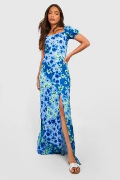 Tall - Robe Longue Fleurie à Manches Bouffantes