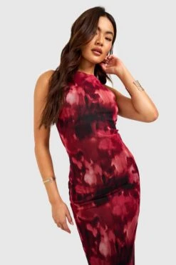 Robe Longue Imprimé Abstrait Dos Nageur -BOOHO Kleidung Magasin gzz58192 red xl 2