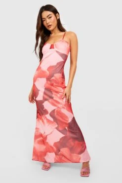 Robe Longue En Mesh Imprimé Floral