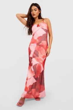 Robe Longue En Mesh Imprimé Floral -BOOHO Kleidung Magasin gzz58193 red xl 2