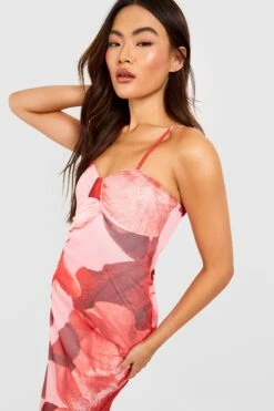 Robe Longue En Mesh Imprimé Floral -BOOHO Kleidung Magasin gzz58193 red xl 3