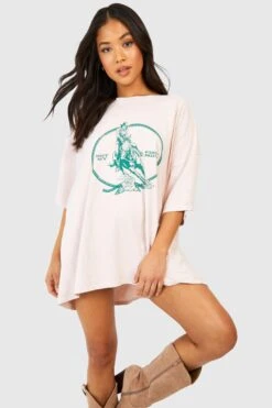 Petite - Robe T-shirt Surteint à Slogan Rodeo Cowgirl