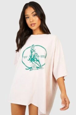 Petite - Robe T-shirt Surteint à Slogan Rodeo Cowgirl -BOOHO Kleidung Magasin gzz58208 blush xl 2