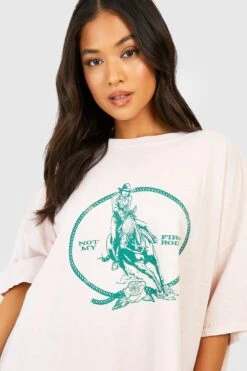 Petite - Robe T-shirt Surteint à Slogan Rodeo Cowgirl -BOOHO Kleidung Magasin gzz58208 blush xl 3