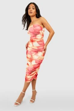 Petite - Robe Bandeau Fleurie Froncée