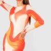 Robe Courte Abstraite à Manches Longues -BOOHO Kleidung Magasin gzz58457 orange xl