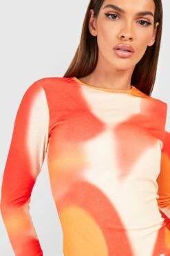 Robe Courte Abstraite à Manches Longues -BOOHO Kleidung Magasin gzz58457 orange xl 3