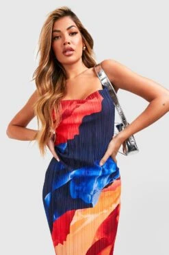 Robe Longue à Imprimé Abstrait à Col Bénitier -BOOHO Kleidung Magasin gzz59171 blue xl 3