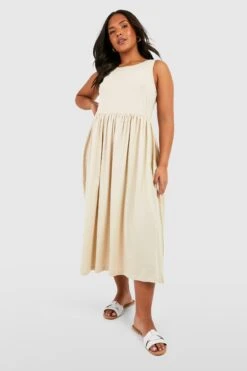 BOOHOO Grande Taille - Robe Mi-longue Sans Manches En Coton -BOOHO Kleidung Magasin gzz59448 stone xl 2