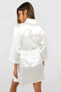 BOOHOO Robe De Chambre Satinée à Inscription Bride