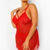Grande Taille - Robe Nuisette En Tulle -BOOHO Kleidung Magasin pzz00504 red xl