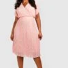 Grande Taille - Robe Plissée Mi-longue Cache-cœur 1 Grande Taille - Robe Plissée Mi-longue Cache-cœur -BOOHO Kleidung Magasin pzz01455 blush xl