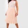 Grande Taille - Robe Mi-longue à Paillettes -BOOHO Kleidung Magasin pzz01461 blush xl