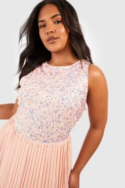 Grande Taille - Robe Mi-longue à Paillettes -BOOHO Kleidung Magasin pzz01461 blush xl 3
