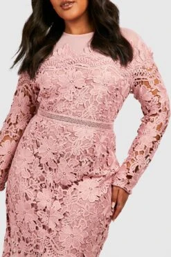 Grande Taille - Robe Mi-longue Habillée à Broderies Fleuries -BOOHO Kleidung Magasin pzz01462 blush xl 3