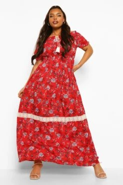 Grande Taille - Robe Longue Style Bohème à épaules Dénudées -BOOHO Kleidung Magasin pzz01747 red xl 2