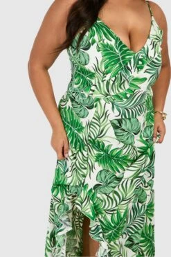 Grande Taille - Robe Longue à Bretelles Imprimé Tropical -BOOHO Kleidung Magasin pzz01754 white xl 3