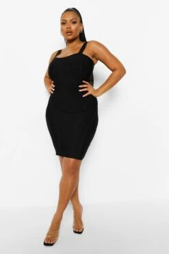 Grande Taille - Robe Moulante Style Corset Sculptante à Bande -BOOHO Kleidung Magasin pzz01807 black xl 2