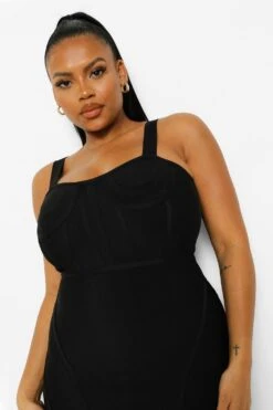 Grande Taille - Robe Moulante Style Corset Sculptante à Bande -BOOHO Kleidung Magasin pzz01807 black xl 3