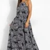 Petite - Robe Longue Dos Nu à Imprimé Cachemire -BOOHO Kleidung Magasin pzz02402 black xl