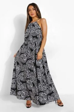 Petite - Robe Longue Dos Nu à Imprimé Cachemire