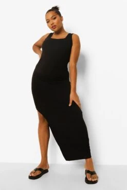 Grande Taille - Robe Longue à Col Carré -BOOHO Kleidung Magasin pzz02621 black xl 2