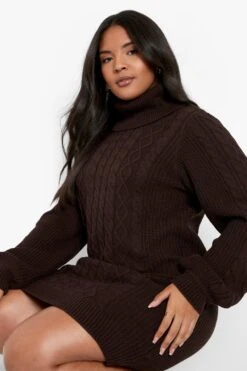 Grande Taille - Robe Pull En Maille Recyclée -BOOHO Kleidung Magasin pzz05562 chocolate xl 3