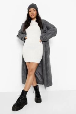 Petite - Robe Pull à Col Roulé En Tissu Recyclé -BOOHO Kleidung Magasin pzz06829 ecru xl 2