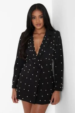 Petite - Robe Blazer Avec Détail En Perle -BOOHO Kleidung Magasin pzz07557 black xl 3