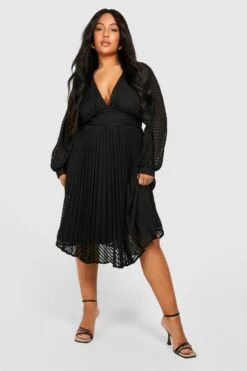 Grande Taille - Robe Patineuse Mi-longue Texturée