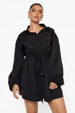 Grande Taille - Robe Chemise à Manches Oversize