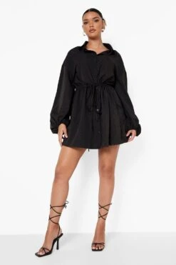 Grande Taille - Robe Chemise à Manches Oversize -BOOHO Kleidung Magasin pzz08373 black xl 2