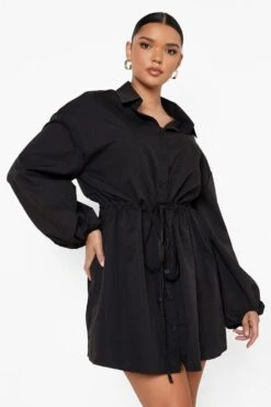 Grande Taille - Robe Chemise à Manches Oversize -BOOHO Kleidung Magasin pzz08373 black xl 3