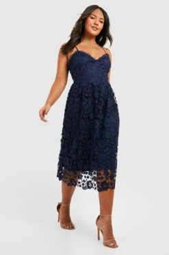 Grande Taille - Robe Patineuse Mi-longue En Crochet -BOOHO Kleidung Magasin pzz08460 navy xl 2