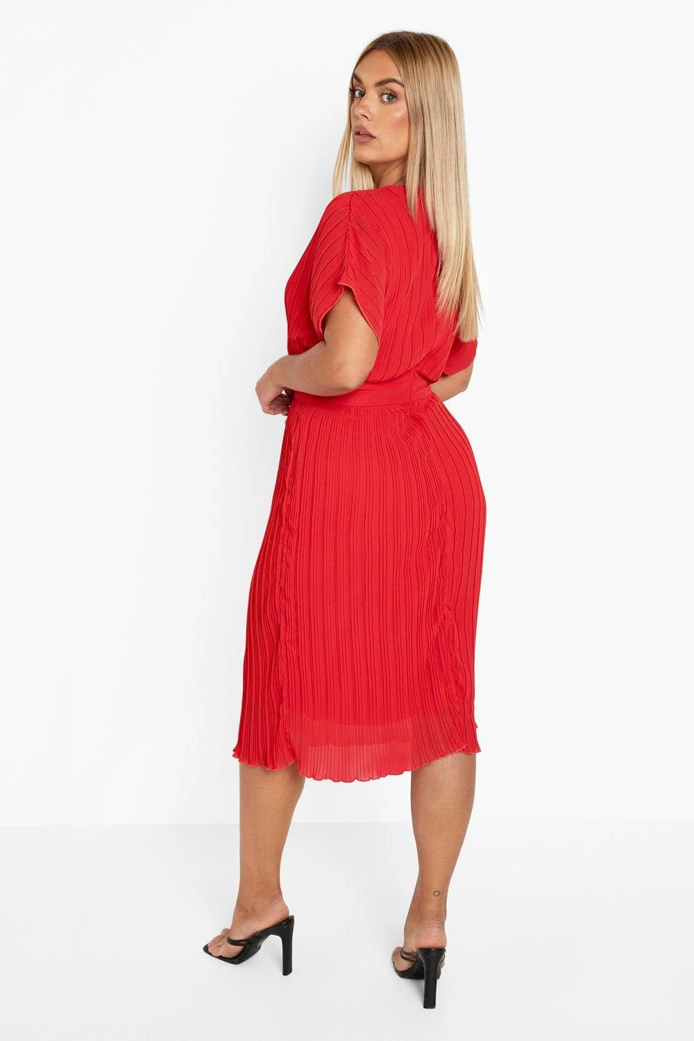 Grande Taille - Robe Cache-cœur Mi-longue Plissée 4 Grande Taille - Robe Cache-cœur Mi-longue Plissée – Image 2