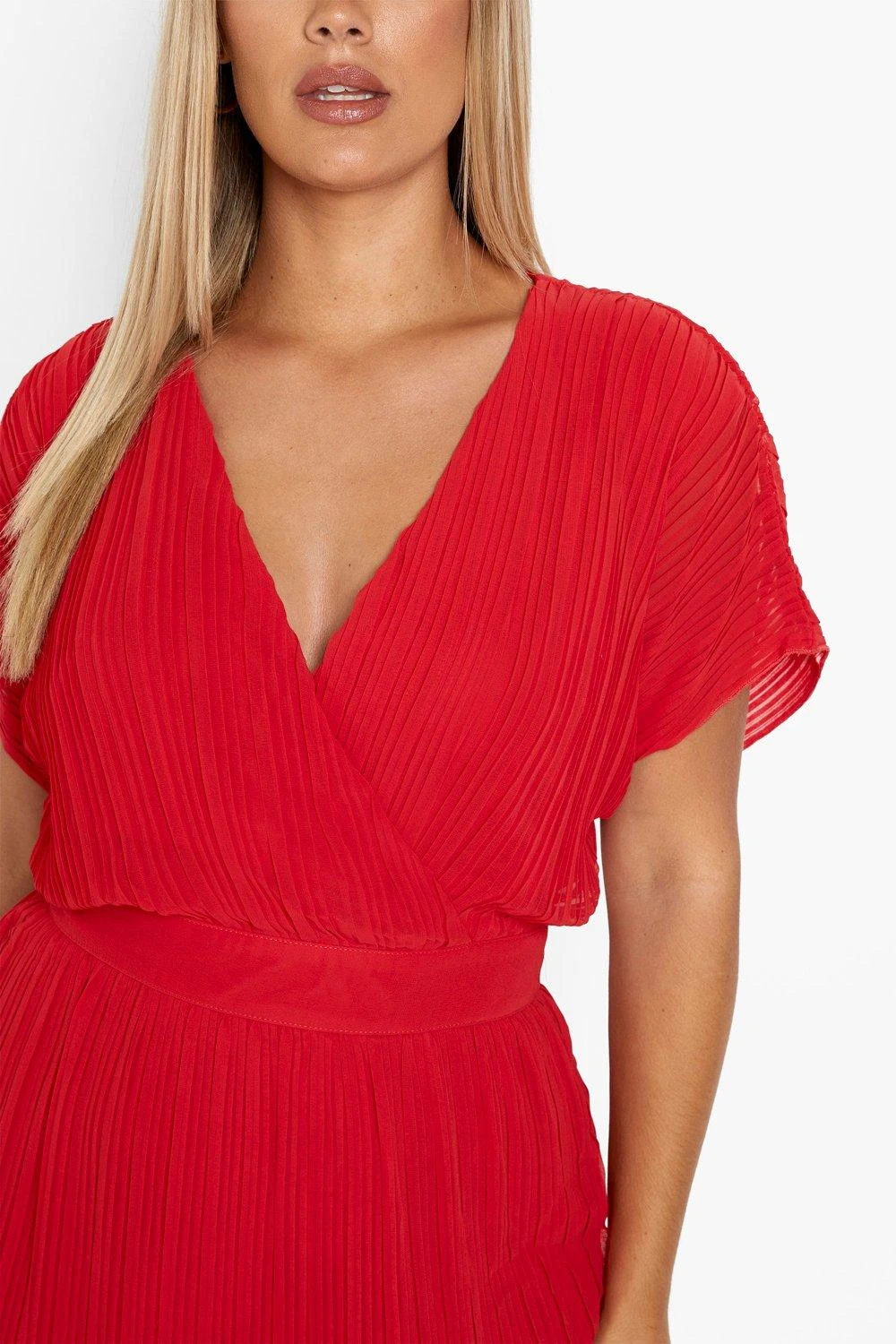 Grande Taille - Robe Cache-cœur Mi-longue Plissée 6 Grande Taille - Robe Cache-cœur Mi-longue Plissée – Image 4