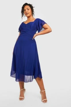 Grande Taille - Robe Mi-longue Habillée à Manches Courtes -BOOHO Kleidung Magasin pzz08501 navy xl 2