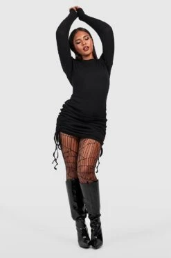 Grande Taille - Robe Moulante Côtelée à Manches Longues 8 Grande Taille - Robe Moulante Côtelée à Manches Longues -BOOHO Kleidung Magasin pzz08806 black xl 2