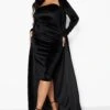 Grande Taille - Ensemble Velours Avec Cardigan Long Et Robe Bustier -BOOHO Kleidung Magasin pzz09634 black xl