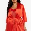 Grande Taille - Robe De Chambre Satinée Style Kimono -BOOHO Kleidung Magasin pzz09764 red xl