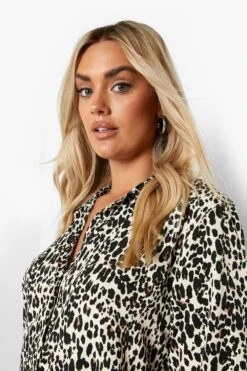 Grande Taille - Robe Chemise Oversize à Imprimé Léopard -BOOHO Kleidung Magasin pzz09767 leopard xl 3