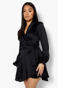 Petite - Robe Patineuse Courte Satinée -BOOHO Kleidung Magasin pzz09962 black xl 3