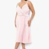 Grande Taille - Robe Mi-longue Satinée Plissée Effet Noué -BOOHO Kleidung Magasin pzz10920 pink xl