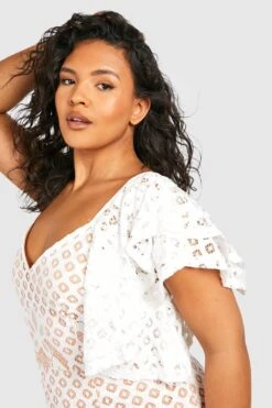 Grande Taille - Robe Mi-longue En Dentelle Contrastante -BOOHO Kleidung Magasin pzz10934 ivory xl 3