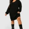 BOOHOO Grande Taille - Robe Pull Courte à Col En V -BOOHO Kleidung Magasin pzz60883 black xl