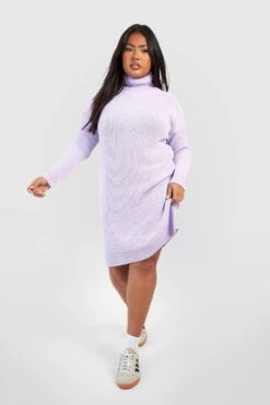 Grande Taille - Robe Pull à Col Roulé 8 Grande Taille - Robe Pull à Col Roulé -BOOHO Kleidung Magasin pzz60884 lilac xl 2